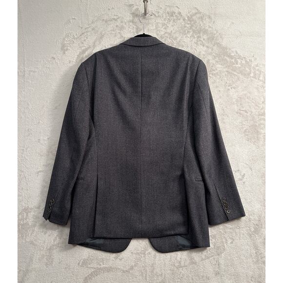 Armani Collezioni Gray Wool Microcheck Two Button Blazer Size 44 R Preppy Office - Picture 2 of 10